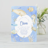 Invitation Bonjour Bebe French Penguin Baby shower neutre (Debout devant)