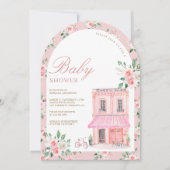 Invitation Bonjour Bebe French Pink Café Baby shower (Devant)