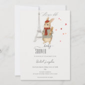 Invitation Bonjour Bebe French Rabbit Baby shower (Devant)