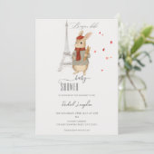 Invitation Bonjour Bebe French Rabbit Baby shower (Debout devant)