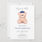 Invitation Bonjour Bebe French Watercolor Bear Baby shower (Devant)
