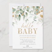 Invitation Bonjour bébé Genre Neutre verdure or douche (Devant)