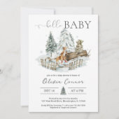 Invitation Bonjour Bébé Hiver Baby shower boisé (Devant)
