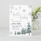 Invitation Bonjour Bébé invitation, baby shower d'hiver argen (Debout devant)