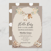 Invitation Bonjour Bébé mignon Beige neutre (Devant / Derrière)