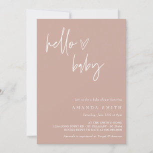 Invitation Bonjour bébé minimaliste fille Boho Baby shower