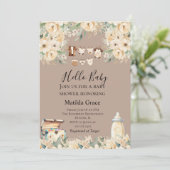 Invitation Bonjour Bébé Neutre Tout Beige  (Debout devant)