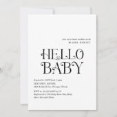 Invitation Bonjour bébé noir blanc Baby shower moderne (Devant)