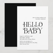 Invitation Bonjour bébé noir blanc Baby shower moderne (Devant / Derrière)