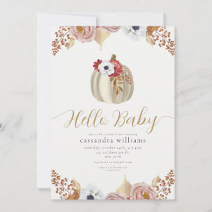 Invitation Bonjour Bébé Or Automne Floral Botanique Baby Show
