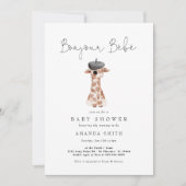 Invitation Bonjour Bebe Paris Baby shower de la Giraffe franç (Devant)