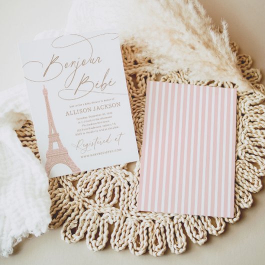 Invitation Bonjour Bebe Paris Baby shower français