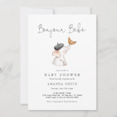 Invitation Bonjour Bebe Paris Baby shower français des élépha (Devant)
