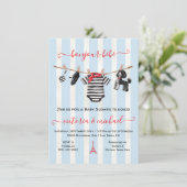 Invitation Bonjour Bebe Paris Boy Clothesline Baby shower (Debout devant)