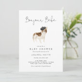 Invitation Bonjour Bebe Paris French Bulldog Baby shower (Debout devant)