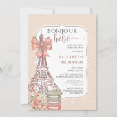 Invitation Bonjour Bebe Paris Romantique Baby shower français (Devant)