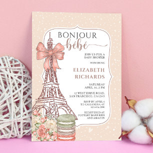 Invitation Bonjour Bebe Paris Romantique Baby shower français
