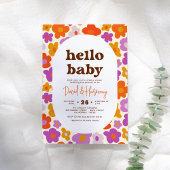 Invitation Bonjour Bébé Retro Daisy Orange & Baby shower pour