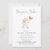 Invitation Bonjour Bebe Romantique Français Baby shower fille (Devant)