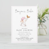 Invitation Bonjour Bebe Romantique Français Baby shower fille (Debout devant)