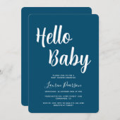 Invitation Bonjour Bébé Rustic Ocean Blue Baby shower (Devant / Derrière)