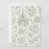 Invitation Bonjour Bebe Sage Green Toile Baby shower français (Dos)