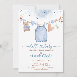 Invitation Bonjour bébé Saint-Valentin Bleu Garçon baby show