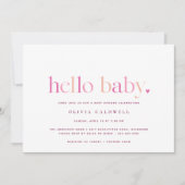 Invitation Bonjour bébé | Simple Baby shower de fille rose co (Devant)