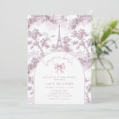 Invitation Bonjour Bebe Toile Pink Bow Baby shower français (Debout devant)