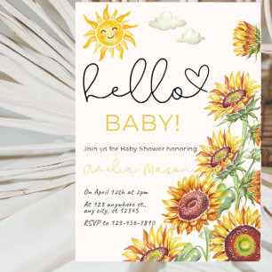 Invitation Bonjour Bébé Tournesol Fête de Bébé