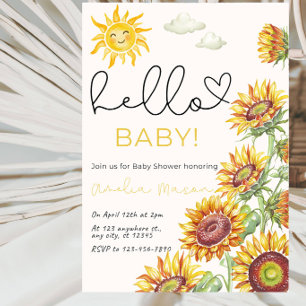 Invitation Bonjour Bébé Tournesol Fête de Bébé