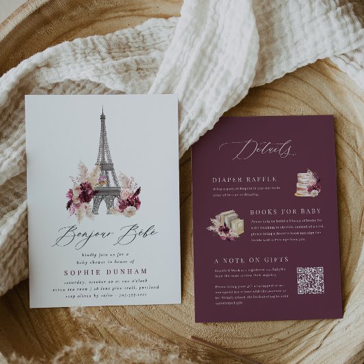 Invitation Bonjour Bébé Tout en un Baby shower Paris