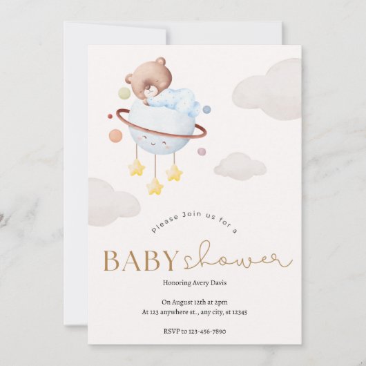 Invitation Bonjour Bébé | Vêtements Bohème Fille Baby Shower  (Devant)