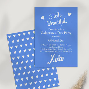 Invitation Bonjour Belle ! Fête de la Saint-Valentin Blue XOX