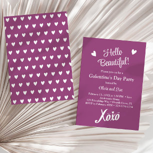 Invitation Bonjour Belle ! Fête des filles XOXO violet magiqu
