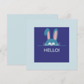 Invitation Bonjour bleu Lapin de Pâques (Devant / Derrière)