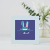 Invitation Bonjour bleu Lapin de Pâques (Debout devant)