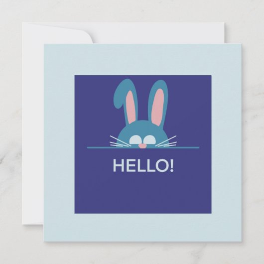 Invitation Bonjour bleu Lapin de Pâques (Devant)