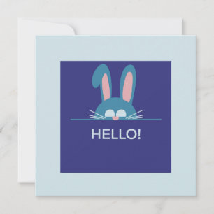Invitation Bonjour bleu Lapin de Pâques