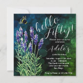 Invitation Bonjour cinquante, 50e anniversaire Lavender aquar (Devant)