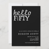 Invitation Bonjour Cinquante-50e fête d'anniversaire Noir mod (Devant)