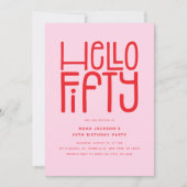 Invitation BONJOUR CINQUANTE Anniversaire Moderne 50 Ans (Devant)