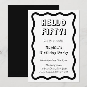 Invitation Bonjour Cinquante Anniversaire Rétro 50ème Fête d'