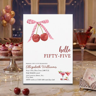 Invitation Bonjour Cinquante-Cinq Cherry Martini Fête d'anniv