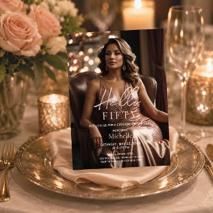 Invitation Bonjour Cinquante Élégante Rose Gold 50e Anniversa