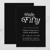 Invitation Bonjour Cinquante Moderne Rétro 50e Anniversaire (Devant / Derrière)