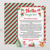 Invitation Bonjour de votre lettre d'arrivée de Noël des Elfe (Devant / Derrière)