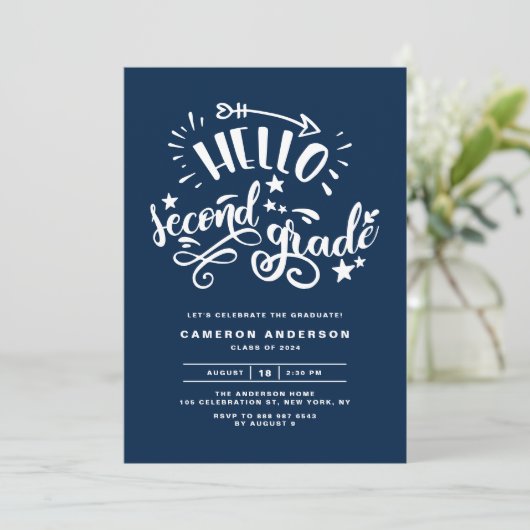 Invitation Bonjour deuxième année | Bleu Premier grade (Debout devant)