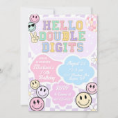 Invitation Bonjour Double chiffres Anniversaire Modèle d'invi (Devant)