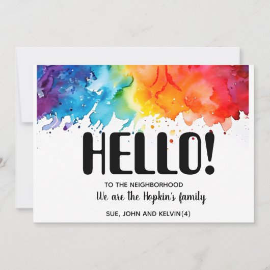 Invitation Bonjour, Editable Nous sommes nouveaux dans le qua (Devant)